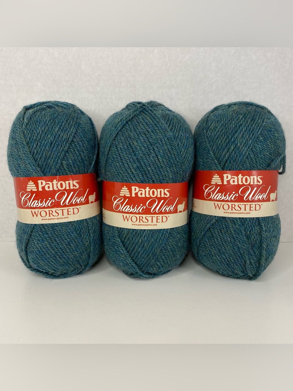 Patons Classic Wool Worsted Yarn Jade Heather 3 Skeins NEW